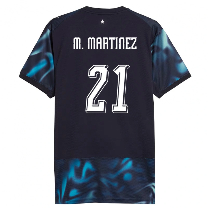 Danxen Hombre Camiseta Paraguay María Martínez #21 Marino Azul Cielo 2ª Equipación 26-28 La Camisa