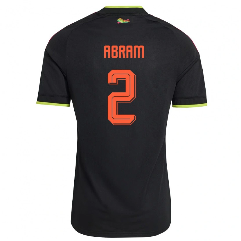 Danxen Hombre Camiseta Perú Luis Abram #2 Negro Amarillo Rosa 2ª Equipación 26-28 La Camisa