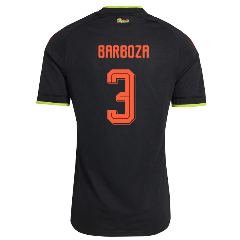 Danxen Hombre Camiseta Perú Matías Barboza #3 Negro Amarillo Rosa 2ª Equipación 26-28 La Camisa