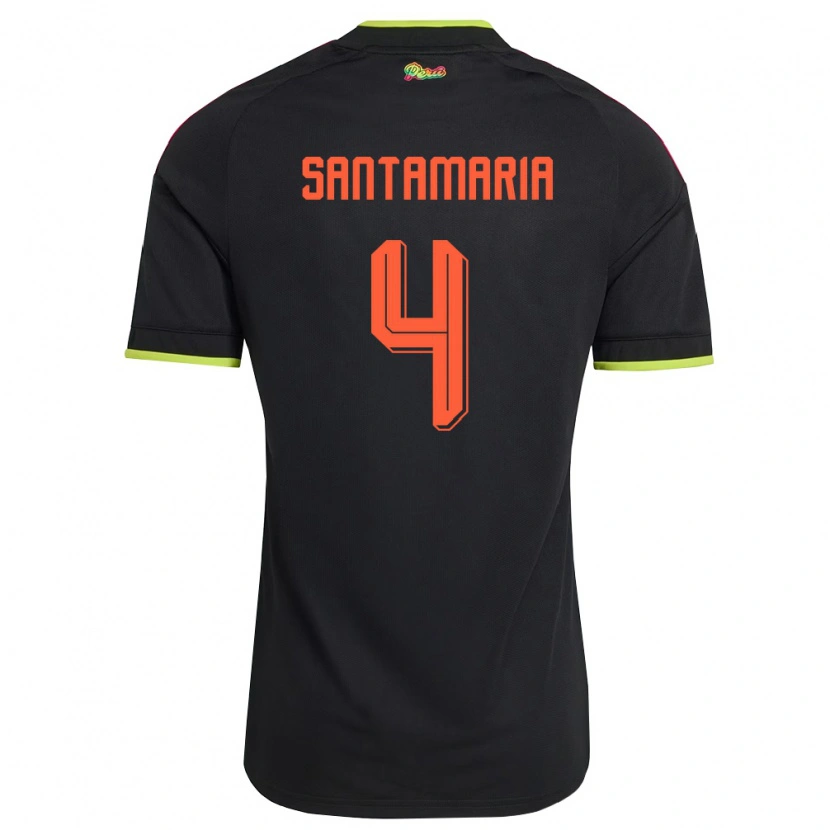 Danxen Hombre Camiseta Perú Anderson Santamaría #4 Negro Amarillo Rosa 2ª Equipación 26-28 La Camisa