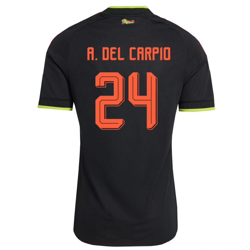 Danxen Hombre Camiseta Perú Annie Del Carpio #24 Negro Amarillo Rosa 2ª Equipación 26-28 La Camisa