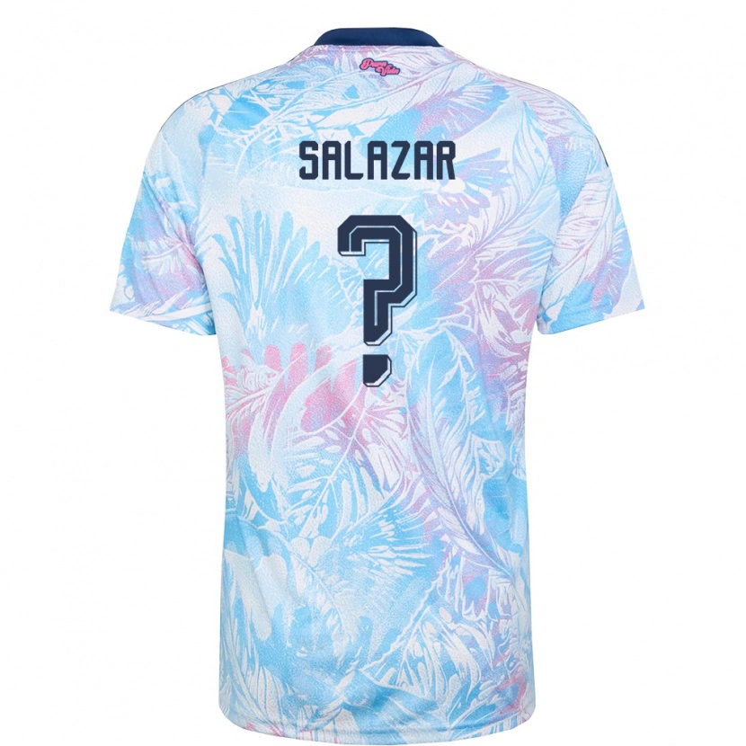 Danxen Hombre Camiseta Costa Rica Aarón Salazar #0 Azul Cielo Marino Rosa 2ª Equipación 26-28 La Camisa