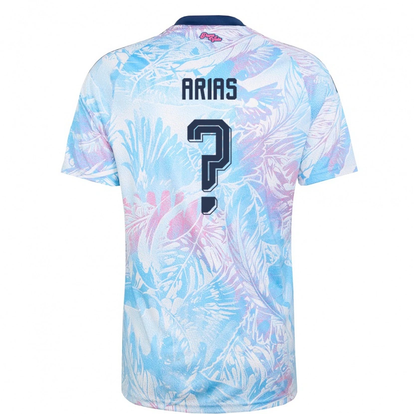Danxen Hombre Camiseta Costa Rica Jose Arias #0 Azul Cielo Marino Rosa 2ª Equipación 26-28 La Camisa