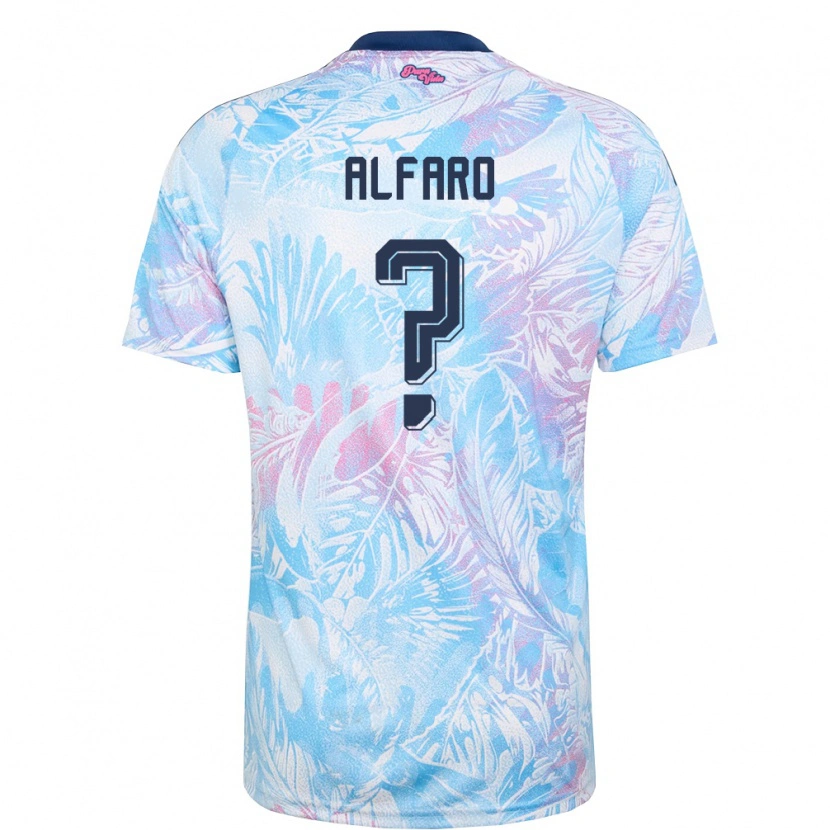 Danxen Hombre Camiseta Costa Rica Juan Alfaro #0 Azul Cielo Marino Rosa 2ª Equipación 26-28 La Camisa