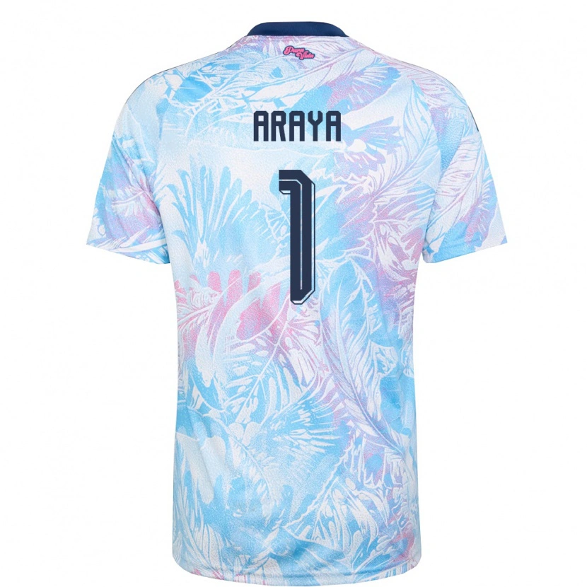 Danxen Hombre Camiseta Costa Rica Fabián Araya #1 Azul Cielo Marino Rosa 2ª Equipación 26-28 La Camisa