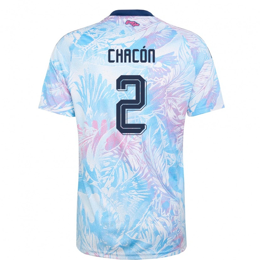 Danxen Hombre Camiseta Costa Rica Daniel Chacon #2 Azul Cielo Marino Rosa 2ª Equipación 26-28 La Camisa