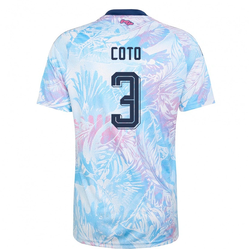 Danxen Hombre Camiseta Costa Rica Maria Coto #3 Azul Cielo Marino Rosa 2ª Equipación 26-28 La Camisa