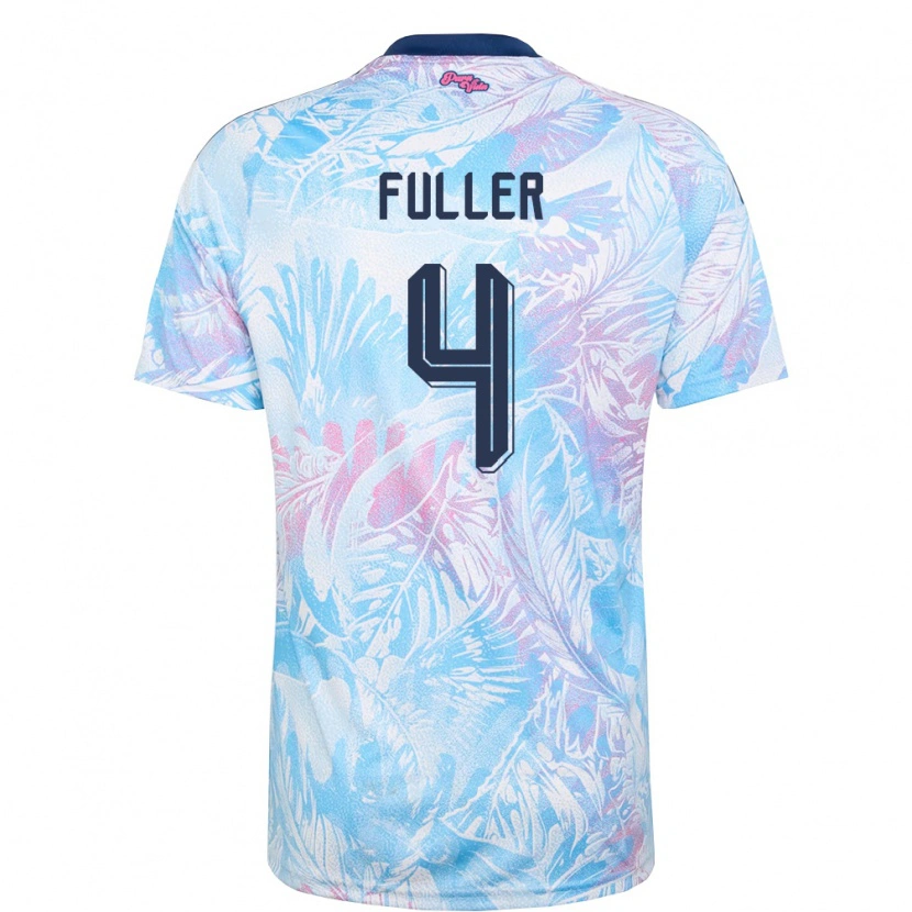 Danxen Hombre Camiseta Costa Rica Keysher Fuller #4 Azul Cielo Marino Rosa 2ª Equipación 26-28 La Camisa