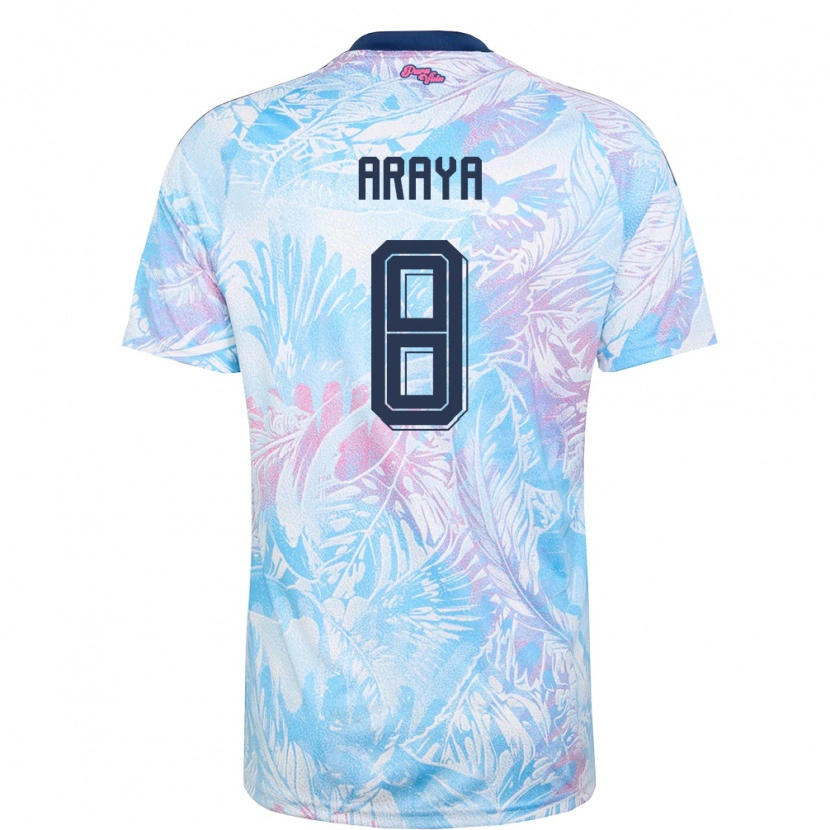 Danxen Hombre Camiseta Costa Rica Marshal Araya #8 Azul Cielo Marino Rosa 2ª Equipación 26-28 La Camisa