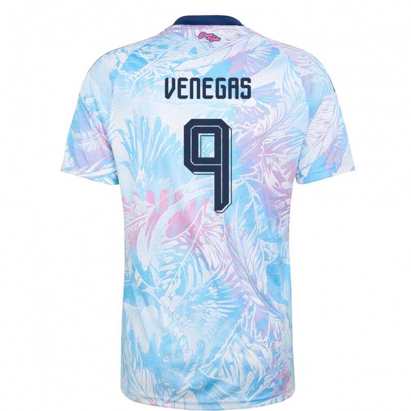 Danxen Hombre Camiseta Costa Rica Carolina Venegas #9 Azul Cielo Marino Rosa 2ª Equipación 26-28 La Camisa