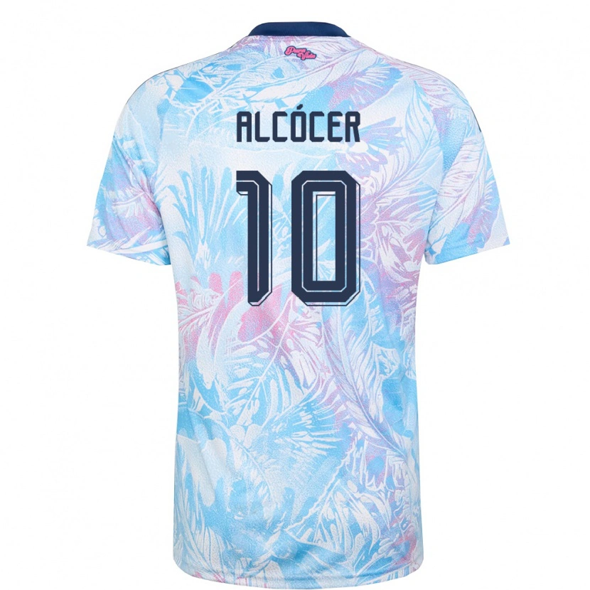 Danxen Hombre Camiseta Costa Rica Josimar Alcócer #10 Azul Cielo Marino Rosa 2ª Equipación 26-28 La Camisa