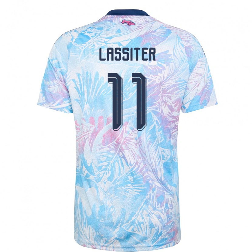 Danxen Hombre Camiseta Costa Rica Ariel Lassiter #11 Azul Cielo Marino Rosa 2ª Equipación 26-28 La Camisa