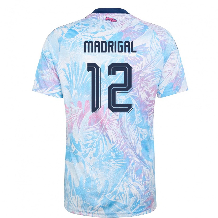 Danxen Hombre Camiseta Costa Rica Keylord Madrigal #12 Azul Cielo Marino Rosa 2ª Equipación 26-28 La Camisa