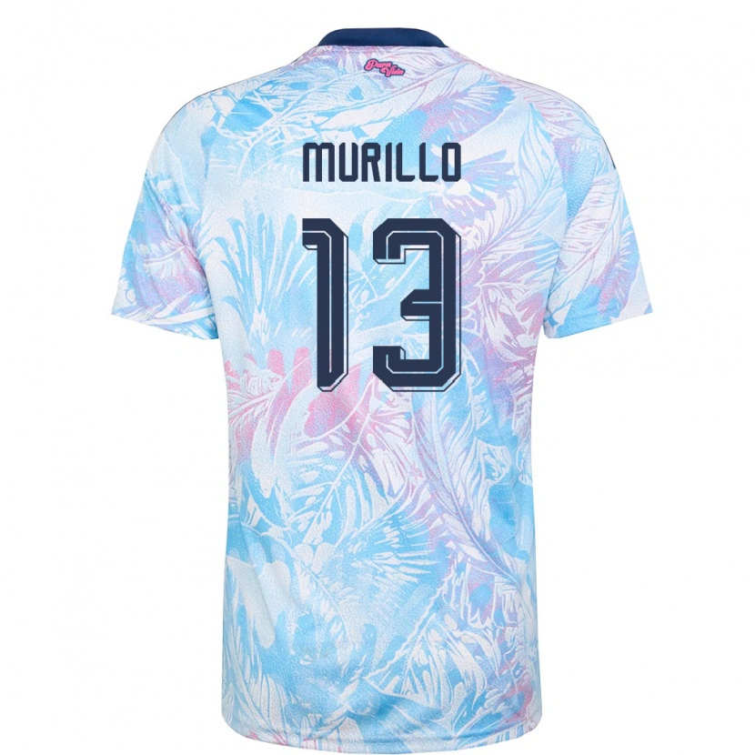 Danxen Hombre Camiseta Costa Rica Aaron Murillo #13 Azul Cielo Marino Rosa 2ª Equipación 26-28 La Camisa