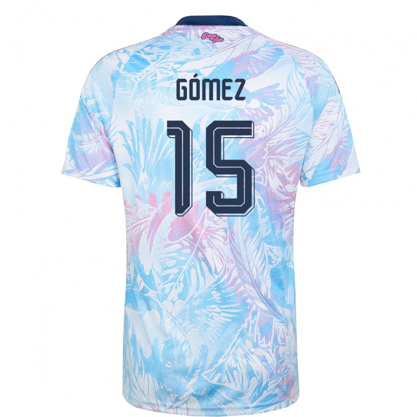 Danxen Hombre Camiseta Costa Rica Sebastián Gómez #15 Azul Cielo Marino Rosa 2ª Equipación 26-28 La Camisa
