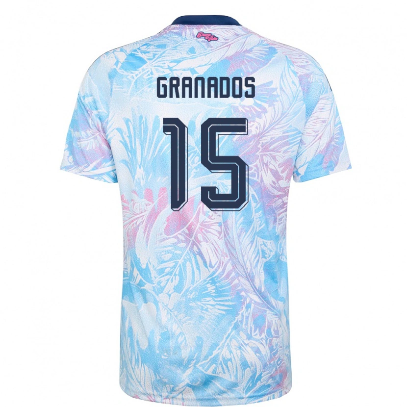 Danxen Hombre Camiseta Costa Rica Cristin Granados #15 Azul Cielo Marino Rosa 2ª Equipación 26-28 La Camisa