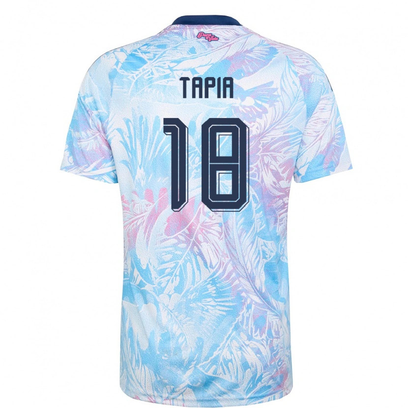 Danxen Hombre Camiseta Costa Rica Priscilla Tapia #18 Azul Cielo Marino Rosa 2ª Equipación 26-28 La Camisa