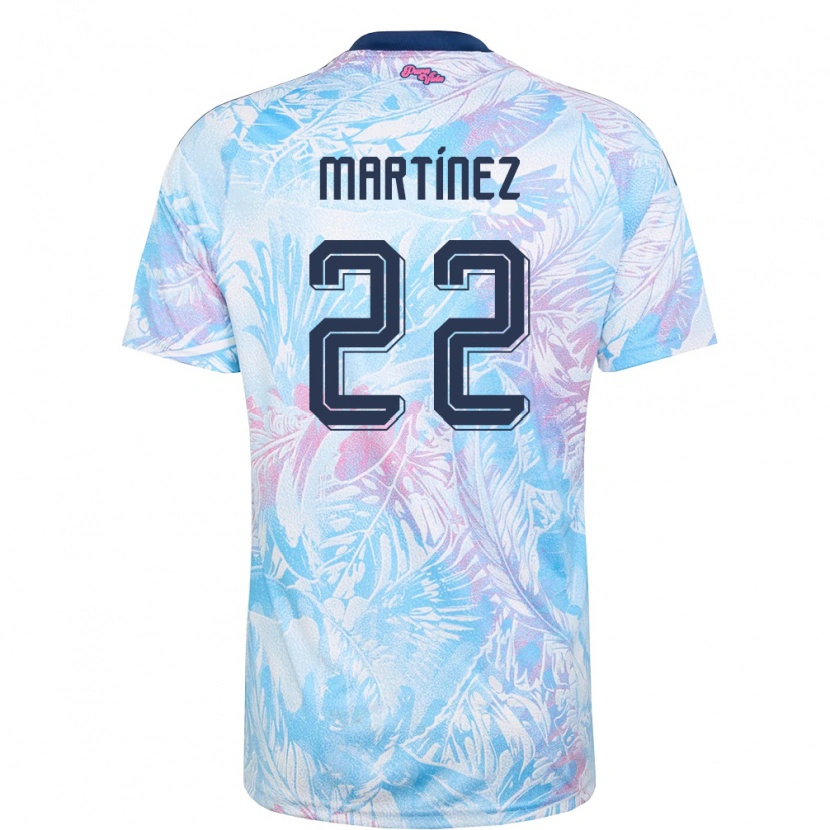 Danxen Hombre Camiseta Costa Rica Carlos Martinez #22 Azul Cielo Marino Rosa 2ª Equipación 26-28 La Camisa