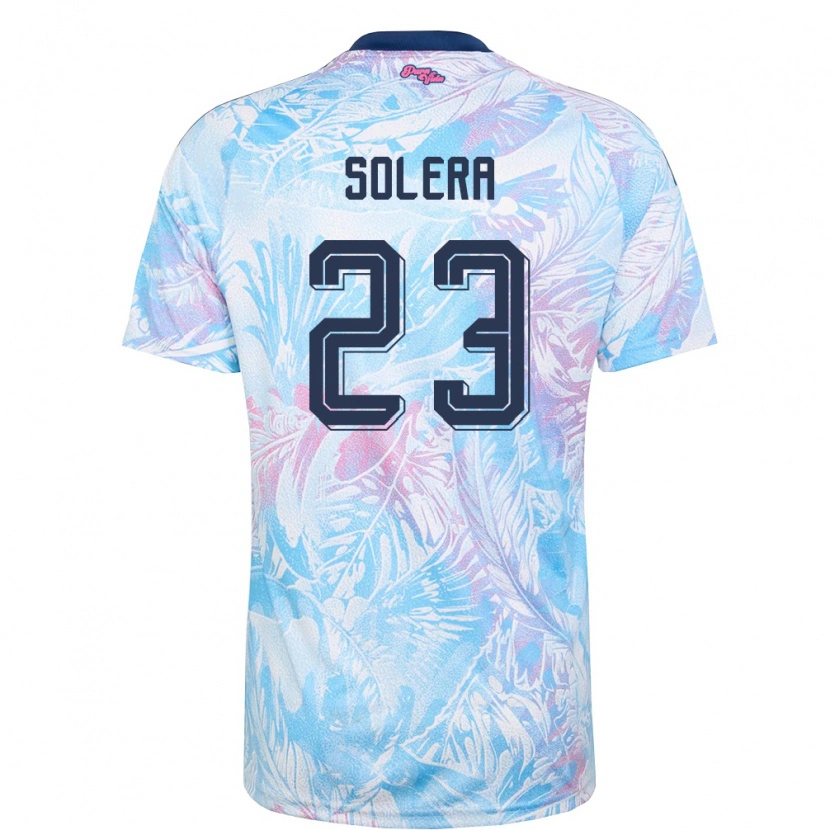 Danxen Hombre Camiseta Costa Rica Daniela Solera #23 Azul Cielo Marino Rosa 2ª Equipación 26-28 La Camisa