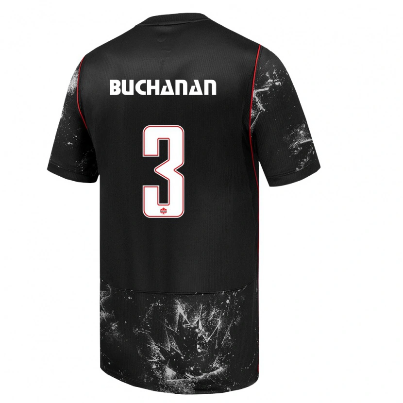 Danxen Hombre Camiseta Canadá Kadeisha Buchanan #3 Negro Blanco Rojo 2ª Equipación 26-28 La Camisa