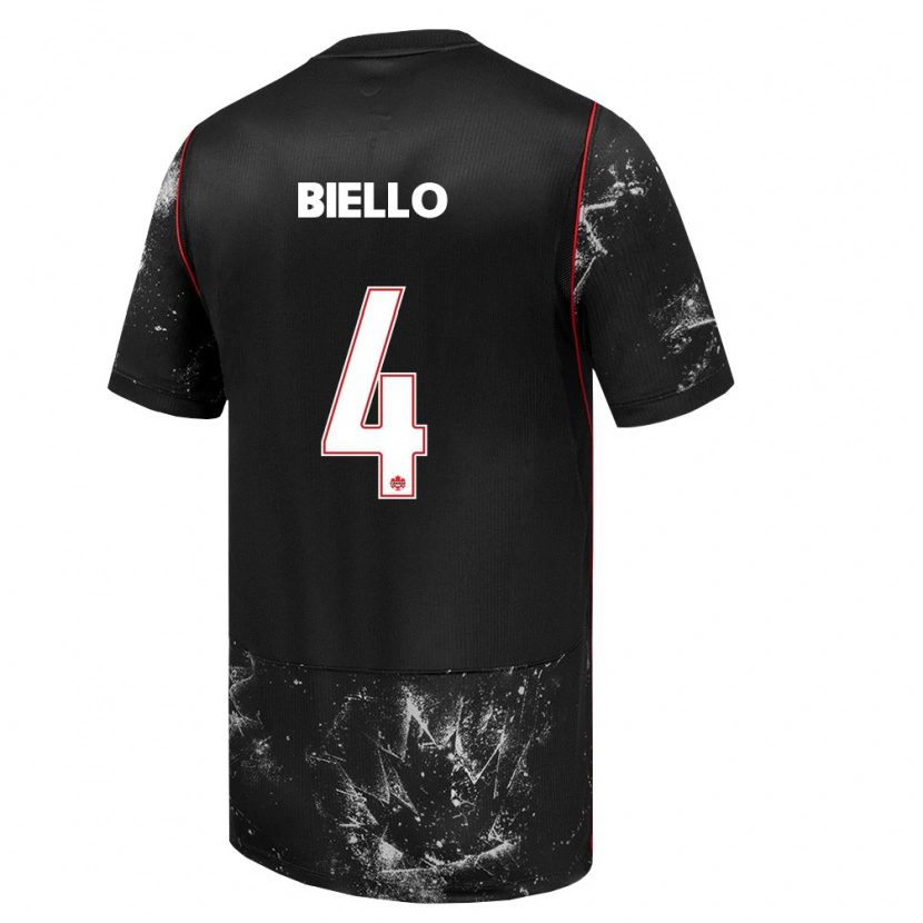 Danxen Hombre Camiseta Canadá Alessandro Biello #4 Negro Blanco Rojo 2ª Equipación 26-28 La Camisa
