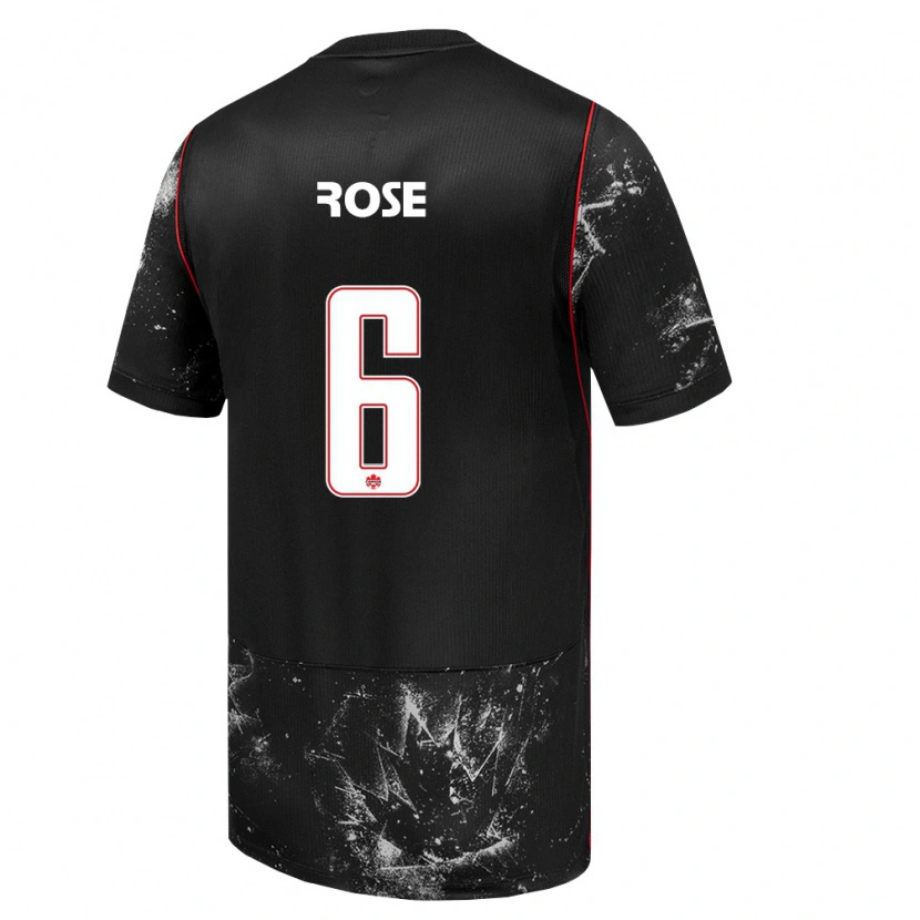 Danxen Hombre Camiseta Canadá Deanne Rose #6 Negro Blanco Rojo 2ª Equipación 26-28 La Camisa