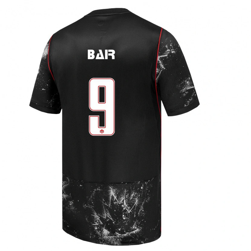 Danxen Hombre Camiseta Canadá Theo Bair #9 Negro Blanco Rojo 2ª Equipación 26-28 La Camisa