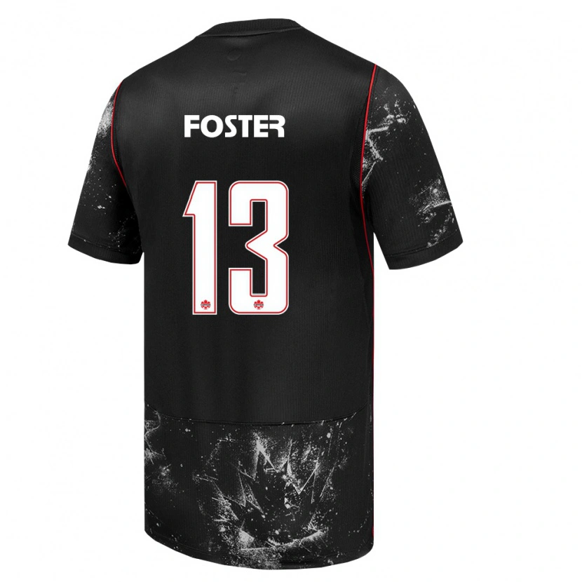 Danxen Hombre Camiseta Canadá Rylee Foster #13 Negro Blanco Rojo 2ª Equipación 26-28 La Camisa