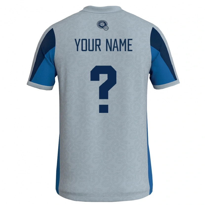 Danxen Hombre Camiseta El Salvador Su Nombre #0 Blanco Azul Cielo 2ª Equipación 26-28 La Camisa