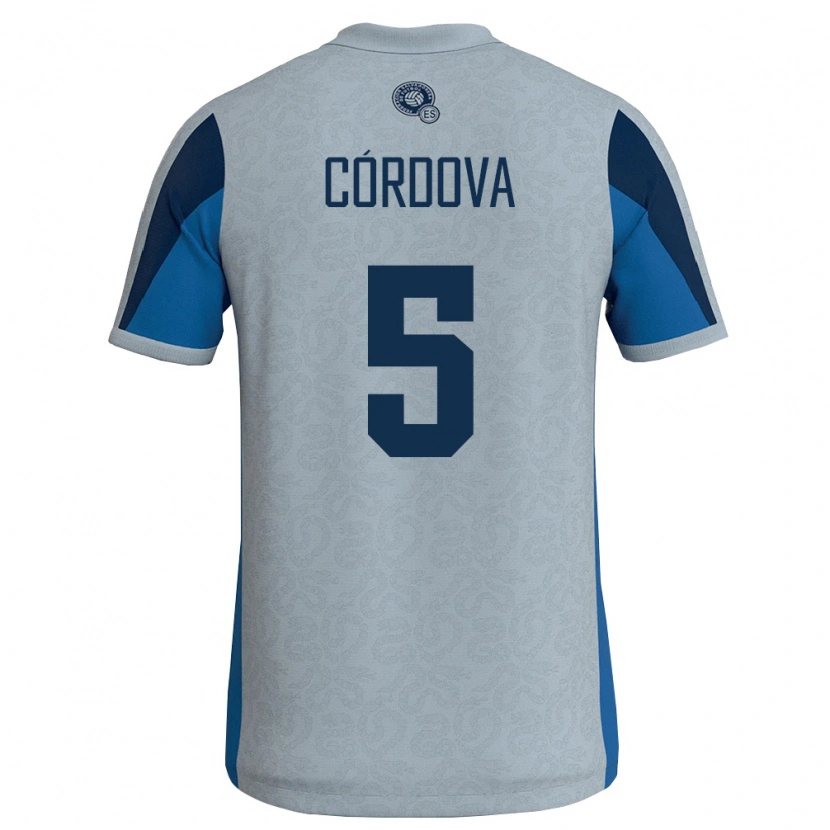 Danxen Hombre Camiseta El Salvador Edwin Córdova #5 Blanco Azul Cielo 2ª Equipación 26-28 La Camisa