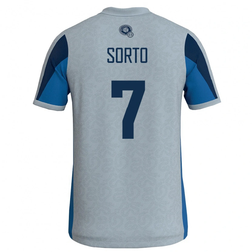 Danxen Hombre Camiseta El Salvador Gabriel Sorto #7 Blanco Azul Cielo 2ª Equipación 26-28 La Camisa