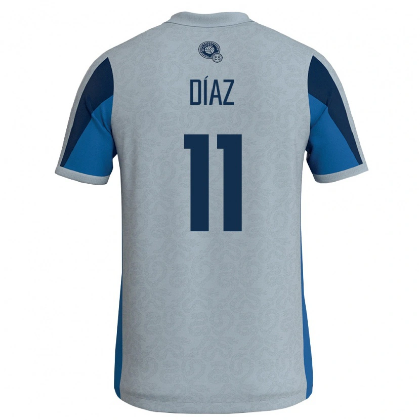 Danxen Hombre Camiseta El Salvador Nelson Díaz #11 Blanco Azul Cielo 2ª Equipación 26-28 La Camisa