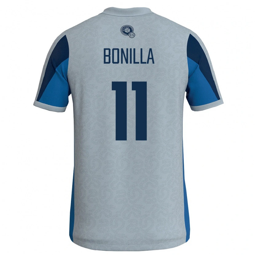 Danxen Hombre Camiseta El Salvador Jarell Bonilla #11 Blanco Azul Cielo 2ª Equipación 26-28 La Camisa