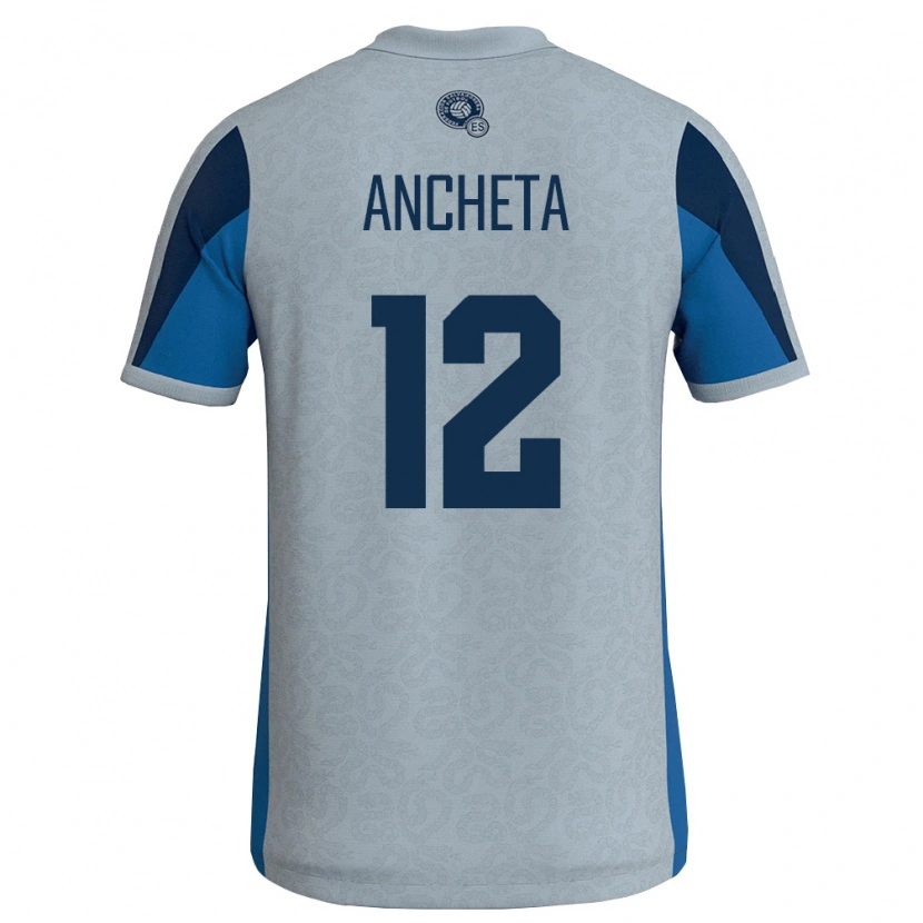 Danxen Hombre Camiseta El Salvador Jeffren Ancheta #12 Blanco Azul Cielo 2ª Equipación 26-28 La Camisa