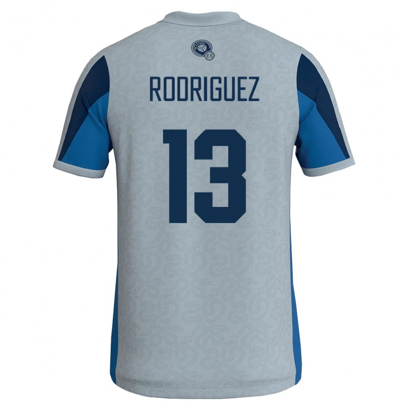 Danxen Hombre Camiseta El Salvador Nelson Rodríguez #13 Blanco Azul Cielo 2ª Equipación 26-28 La Camisa