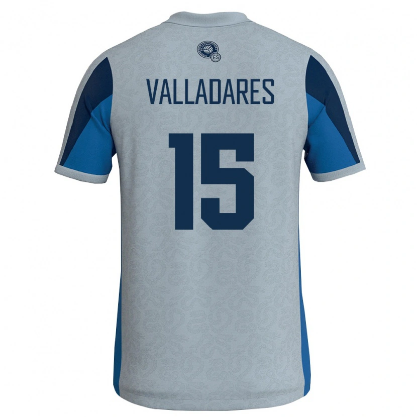 Danxen Hombre Camiseta El Salvador Jefferson Valladares #15 Blanco Azul Cielo 2ª Equipación 26-28 La Camisa