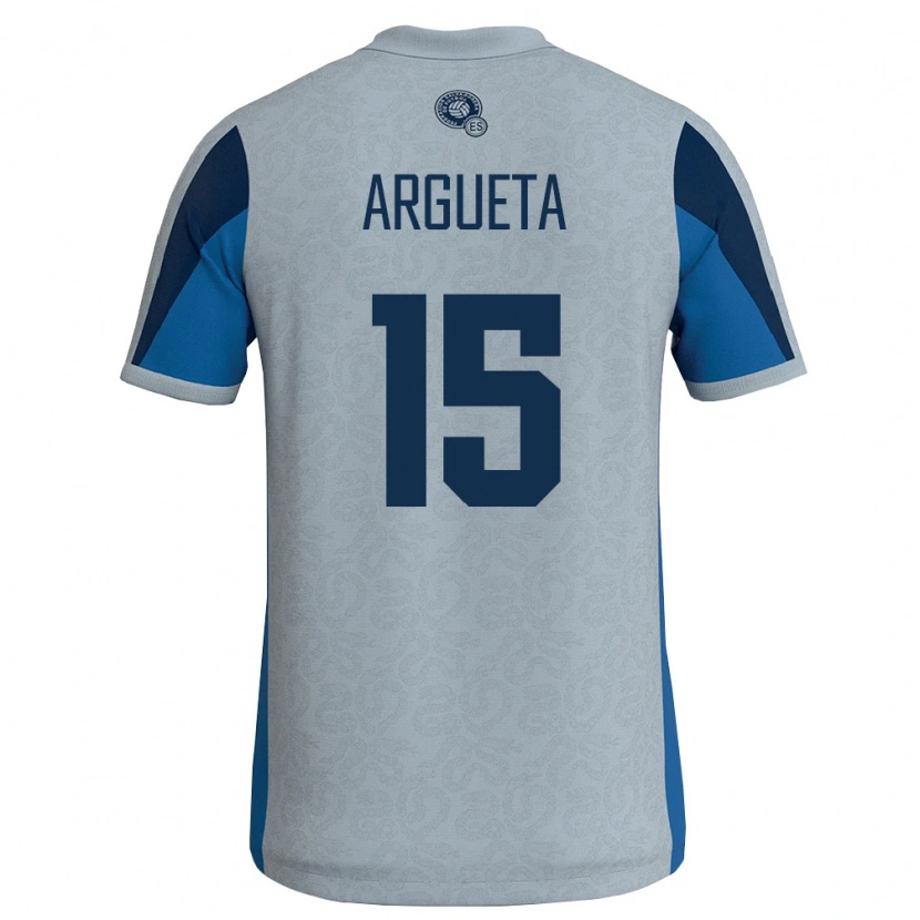 Danxen Hombre Camiseta El Salvador Germán Argueta #15 Blanco Azul Cielo 2ª Equipación 26-28 La Camisa