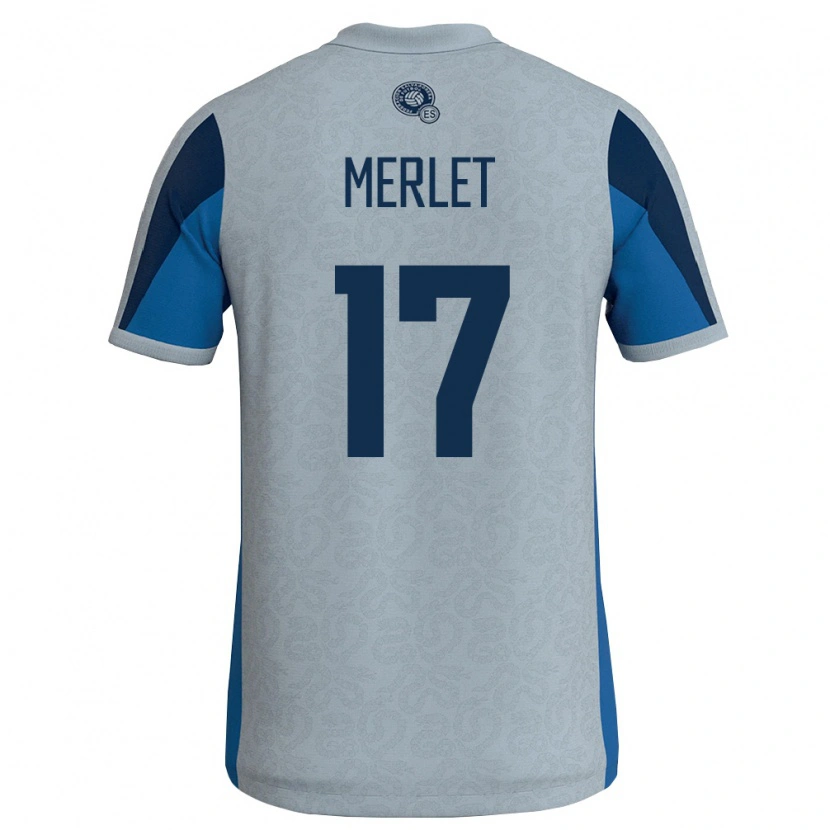 Danxen Hombre Camiseta El Salvador Santiago Merlet #17 Blanco Azul Cielo 2ª Equipación 26-28 La Camisa