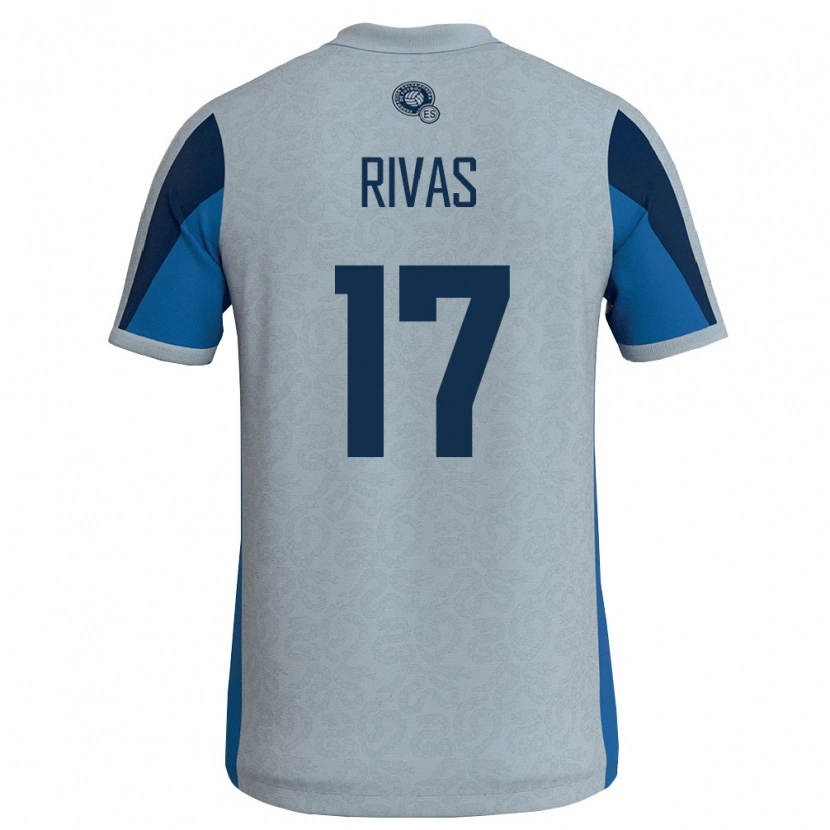 Danxen Hombre Camiseta El Salvador Eduardo Rivas #17 Blanco Azul Cielo 2ª Equipación 26-28 La Camisa