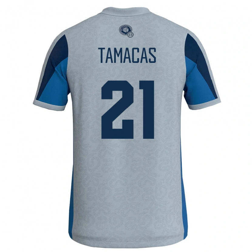 Danxen Hombre Camiseta El Salvador Bryan Tamacas #21 Blanco Azul Cielo 2ª Equipación 26-28 La Camisa