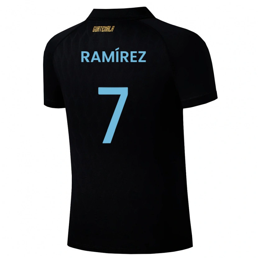 Danxen Hombre Camiseta Guatemala Leslie Ramírez #7 Negro Azul Cielo Blanco 2ª Equipación 26-28 La Camisa