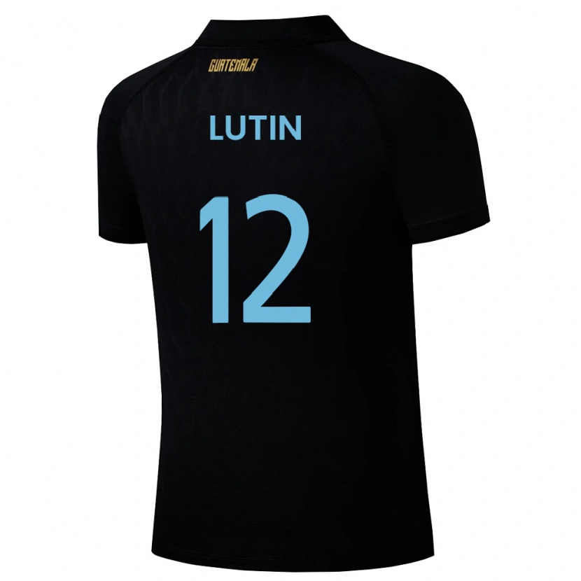 Danxen Hombre Camiseta Guatemala John Lutin #12 Negro Azul Cielo Blanco 2ª Equipación 26-28 La Camisa
