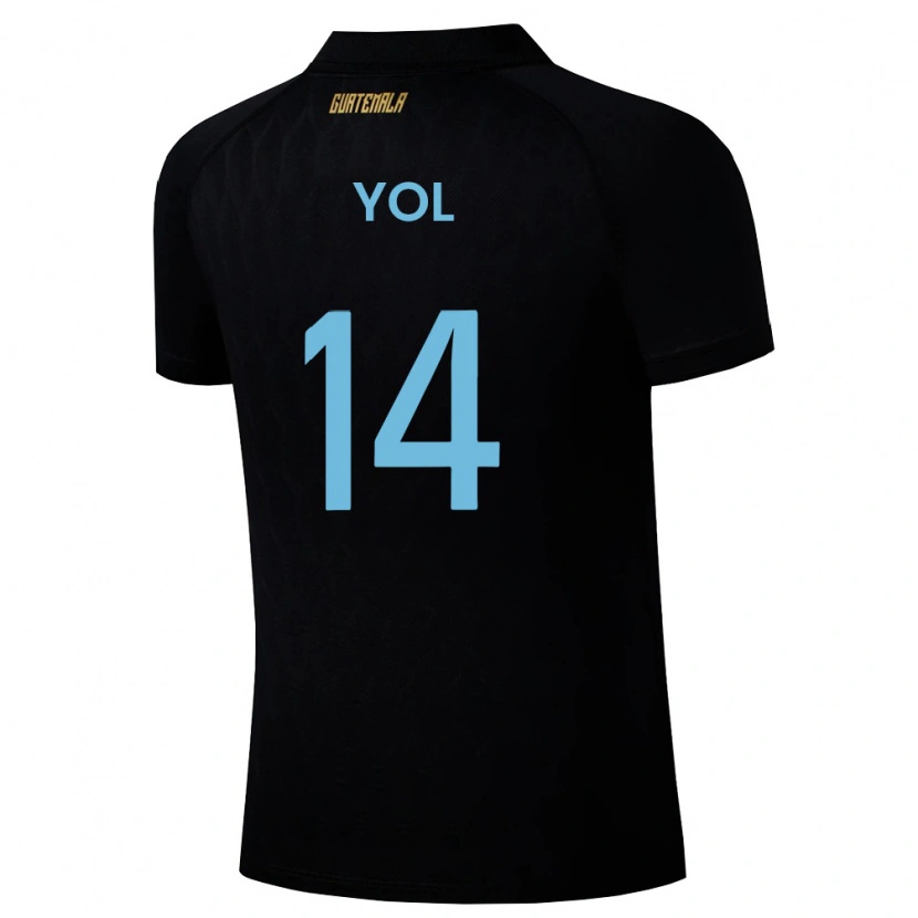 Danxen Hombre Camiseta Guatemala Jorge Yol #14 Negro Azul Cielo Blanco 2ª Equipación 26-28 La Camisa
