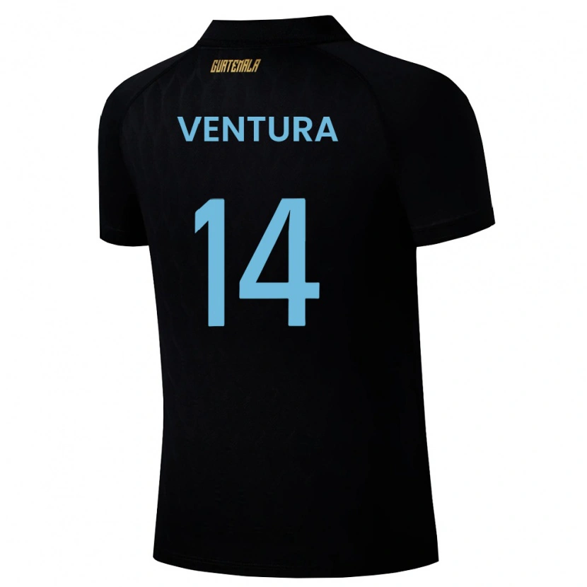 Danxen Hombre Camiseta Guatemala Madelyn Ventura #14 Negro Azul Cielo Blanco 2ª Equipación 26-28 La Camisa