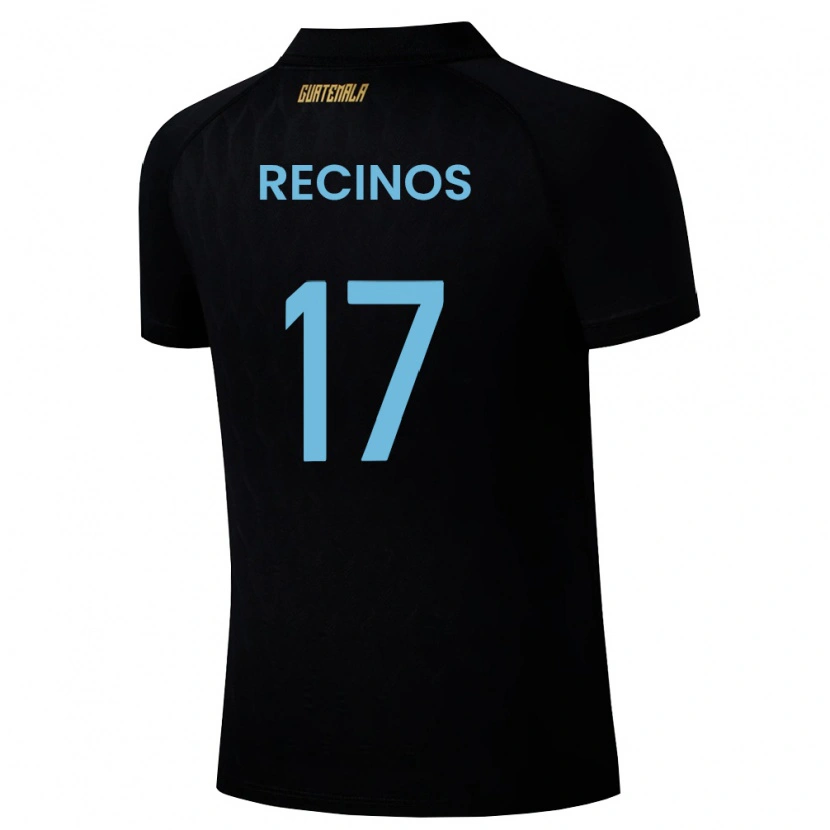 Danxen Hombre Camiseta Guatemala Antony Recinos #17 Negro Azul Cielo Blanco 2ª Equipación 26-28 La Camisa