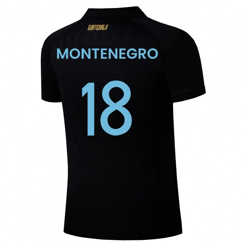 Danxen Hombre Camiseta Guatemala Vivian Montenegro #18 Negro Azul Cielo Blanco 2ª Equipación 26-28 La Camisa