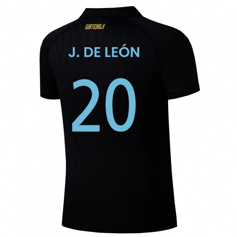 Danxen Hombre Camiseta Guatemala Jorge De León #20 Negro Azul Cielo Blanco 2ª Equipación 26-28 La Camisa