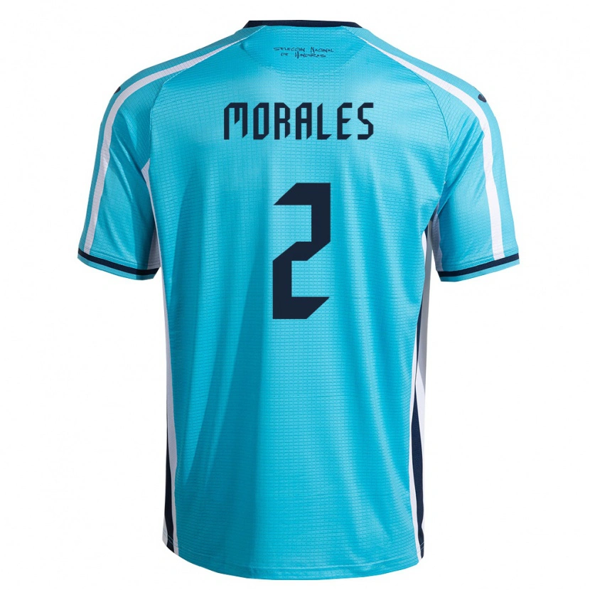 Danxen Hombre Camiseta Honduras Yensel Morales #2 Azul Cielo Marino 2ª Equipación 26-28 La Camisa