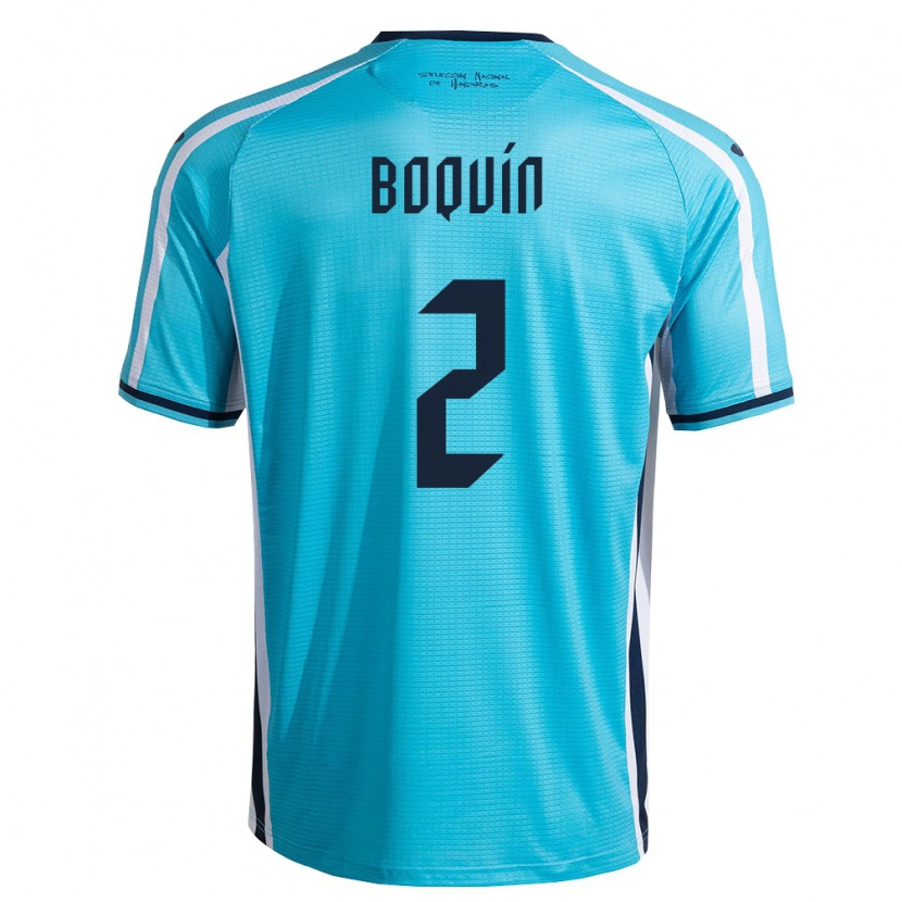 Danxen Hombre Camiseta Honduras Stiven Boquín #2 Azul Cielo Marino 2ª Equipación 26-28 La Camisa