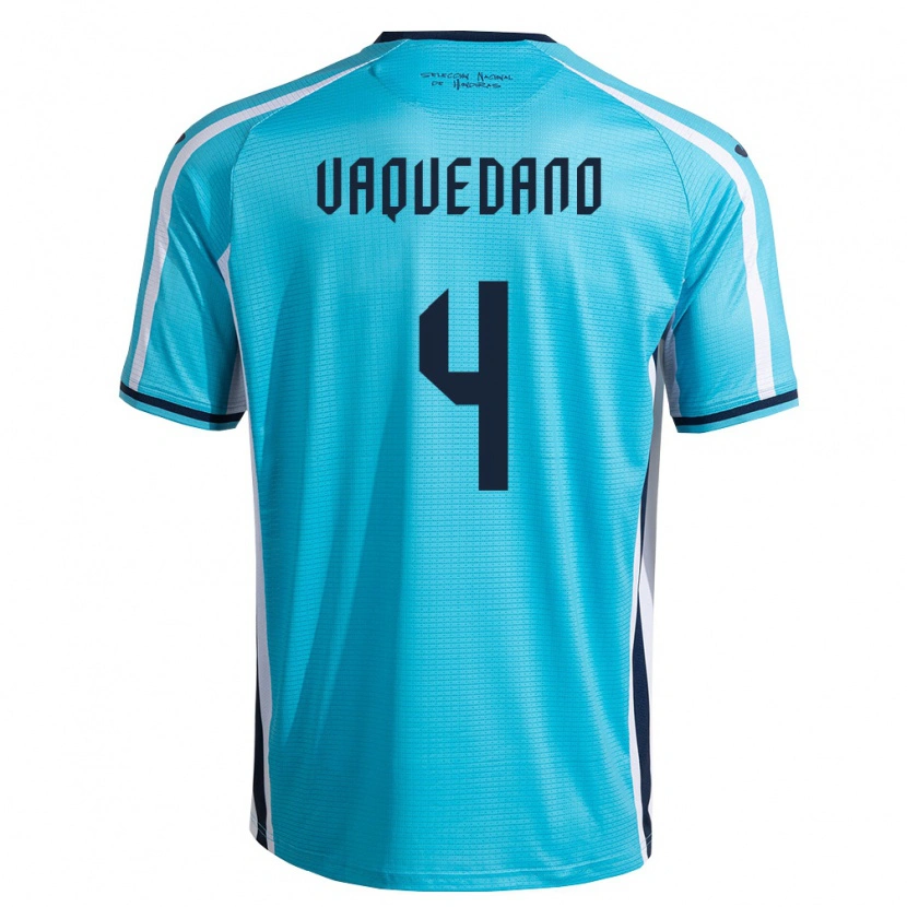 Danxen Hombre Camiseta Honduras Brayan Vaquedano #4 Azul Cielo Marino 2ª Equipación 26-28 La Camisa